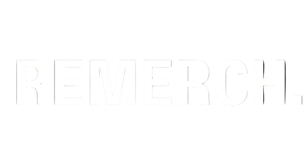 Black background with white text 'REMERCH.'