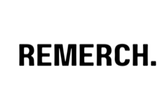Black text 'REMERCH.' on a white background